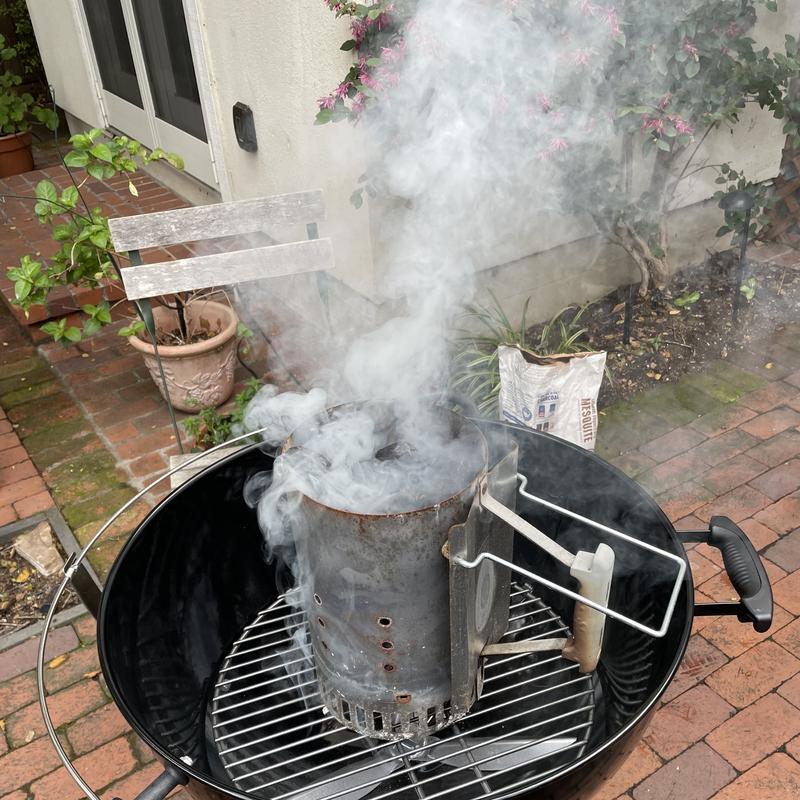 heating up the coals